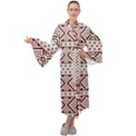 Ukrainian Folk Seamless Pattern Ornament Maxi Velvet Kimono