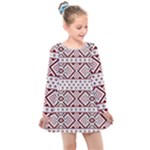 Ukrainian Folk Seamless Pattern Ornament Kids  Long Sleeve Dress