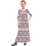 Ukrainian Folk Seamless Pattern Ornament Kids  Quarter Sleeve Maxi Dress