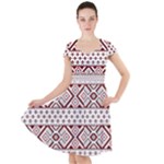 Ukrainian Folk Seamless Pattern Ornament Cap Sleeve Midi Dress