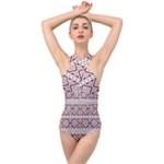 Ukrainian Folk Seamless Pattern Ornament Cross Front Low Back Swimsuit