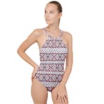 Ukrainian Folk Seamless Pattern Ornament High Neck One Piece Swimsuit