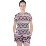 Ukrainian Folk Seamless Pattern Ornament Women s T-Shirt and Shorts Set