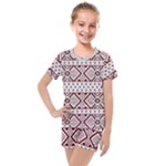 Ukrainian Folk Seamless Pattern Ornament Kids  Mesh T-Shirt and Shorts Set