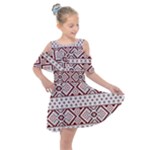 Ukrainian Folk Seamless Pattern Ornament Kids  Shoulder Cutout Chiffon Dress