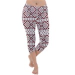 Ukrainian Folk Seamless Pattern Ornament Lightweight Velour Capri Yoga Leggings