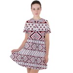 Ukrainian Folk Seamless Pattern Ornament Short Sleeve Shoulder Cut Out Dress 