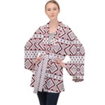 Ukrainian Folk Seamless Pattern Ornament Long Sleeve Velvet Kimono 