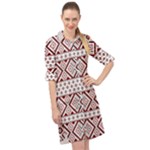 Ukrainian Folk Seamless Pattern Ornament Long Sleeve Mini Shirt Dress