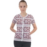 Ukrainian Folk Seamless Pattern Ornament Short Sleeve Zip Up Jacket