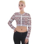 Ukrainian Folk Seamless Pattern Ornament Long Sleeve Cropped Velvet Jacket