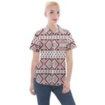 Ukrainian Folk Seamless Pattern Ornament Women s Short Sleeve Pocket Shirt