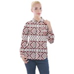 Ukrainian Folk Seamless Pattern Ornament Women s Long Sleeve Pocket Shirt