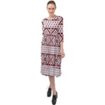 Ukrainian Folk Seamless Pattern Ornament Ruffle End Midi Chiffon Dress