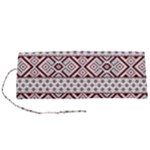 Ukrainian Folk Seamless Pattern Ornament Roll Up Canvas Pencil Holder (S)