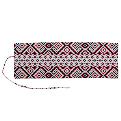 Ukrainian Folk Seamless Pattern Ornament Roll Up Canvas Pencil Holder (M) from ArtsNow.com