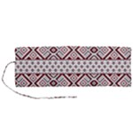 Ukrainian Folk Seamless Pattern Ornament Roll Up Canvas Pencil Holder (M)