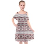 Ukrainian Folk Seamless Pattern Ornament Kids  Cut Out Shoulders Chiffon Dress