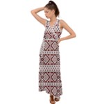 Ukrainian Folk Seamless Pattern Ornament V-Neck Chiffon Maxi Dress