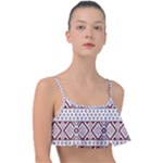 Ukrainian Folk Seamless Pattern Ornament Frill Bikini Top