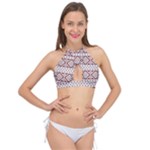 Ukrainian Folk Seamless Pattern Ornament Cross Front Halter Bikini Top