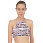 Ukrainian Folk Seamless Pattern Ornament Halter Bikini Top