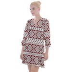 Ukrainian Folk Seamless Pattern Ornament Open Neck Shift Dress