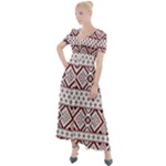 Ukrainian Folk Seamless Pattern Ornament Button Up Short Sleeve Maxi Dress