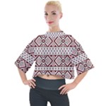 Ukrainian Folk Seamless Pattern Ornament Mock Neck T-Shirt