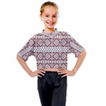 Ukrainian Folk Seamless Pattern Ornament Kids Mock Neck T-Shirt