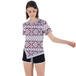 Ukrainian Folk Seamless Pattern Ornament Asymmetrical Short Sleeve Sports T-Shirt