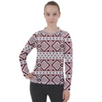 Ukrainian Folk Seamless Pattern Ornament Women s Pique Long Sleeve T-Shirt