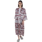 Ukrainian Folk Seamless Pattern Ornament Maxi Satin Kimono