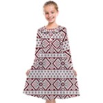 Ukrainian Folk Seamless Pattern Ornament Kids  Midi Sailor Dress