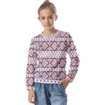 Ukrainian Folk Seamless Pattern Ornament Kids  Long Sleeve T-Shirt with Frill 