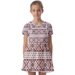 Ukrainian Folk Seamless Pattern Ornament Kids  Short Sleeve Pinafore Style Dress