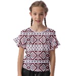 Ukrainian Folk Seamless Pattern Ornament Kids  Cut Out Flutter Sleeves