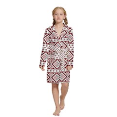 Ukrainian Folk Seamless Pattern Ornament Kids  Long Sleeve Velvet Lounge Robe from ArtsNow.com