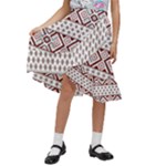 Ukrainian Folk Seamless Pattern Ornament Kids  Ruffle Flared Wrap Midi Skirt