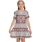 Ukrainian Folk Seamless Pattern Ornament Kids  Short Sleeve Tiered Mini Dress