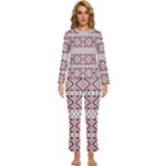 Ukrainian Folk Seamless Pattern Ornament Womens  Long Sleeve Lightweight Pajamas Set