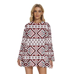 Round Neck Long Sleeve Bohemian Style Chiffon Mini Dress 