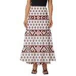 Ukrainian Folk Seamless Pattern Ornament Tiered Ruffle Maxi Skirt