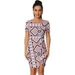 Ukrainian Folk Seamless Pattern Ornament Fitted Knot Split End Bodycon Dress