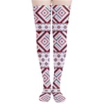 Ukrainian Folk Seamless Pattern Ornament Thigh High Stockings