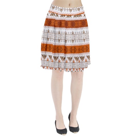 Ethnic Traditional Seamless Pattern Pleated Skirt from ArtsNow.com