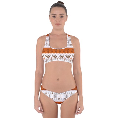 Ethnic Traditional Seamless Pattern Cross Back Hipster Bikini Set from ArtsNow.com