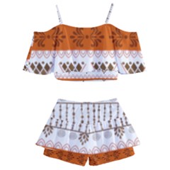 Kids  Off Shoulder Skirt Bikini 