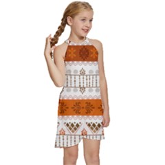 Kids  Halter Collar Waist Tie Chiffon Dress 