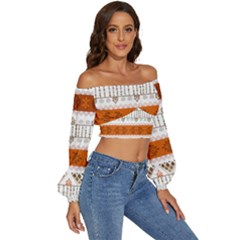 Long Sleeve Crinkled Weave Crop Top 